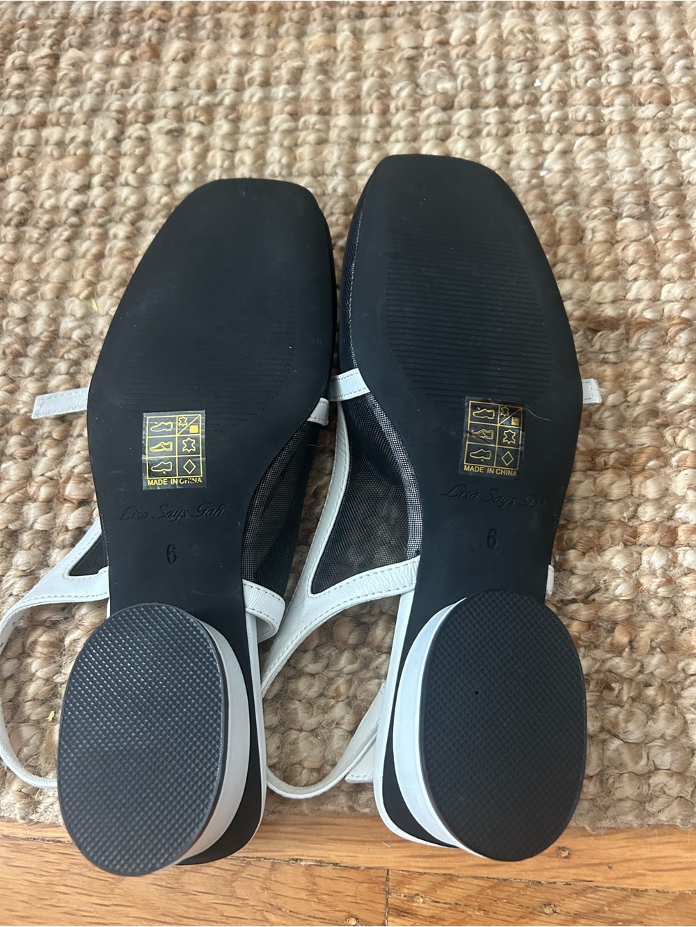 Lisa Says Gah Black Mesh and White Trim Slingback Pumps - Picture 5 of 5